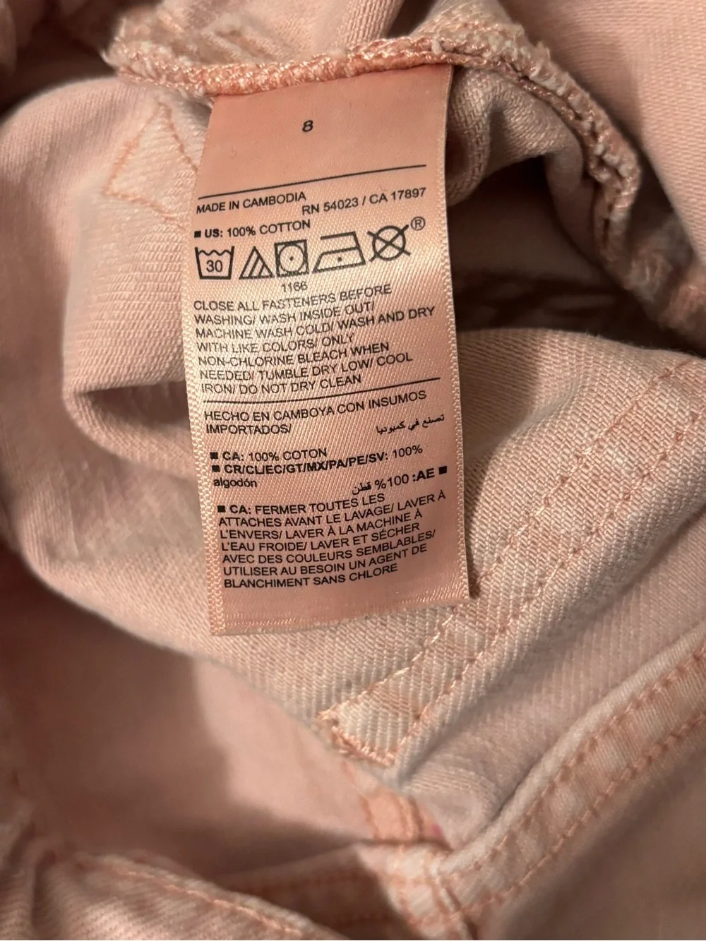 Old Navy Girls Salmon Pink Peach Wide-Leg Denim Cotton Stylish Pants